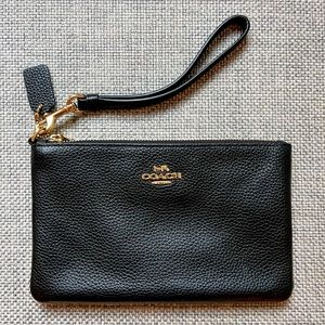 Coach Classic Leather Wristlet, Black